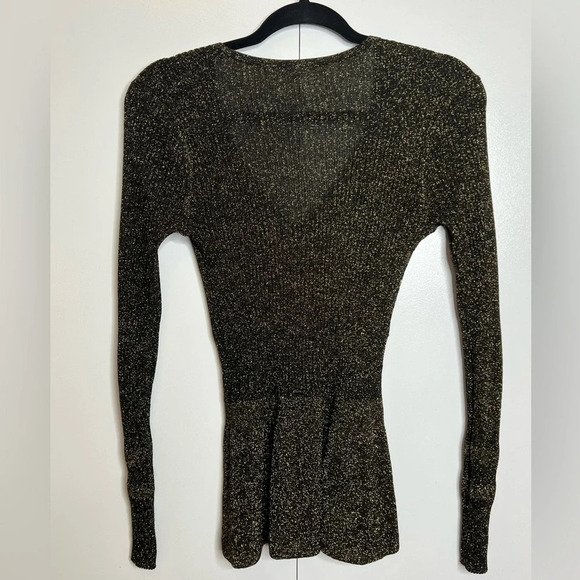 Veronica Beard - Esmeralda Ribbed Black and Gold sparkle knit long sleeve - Picture 3 of 9